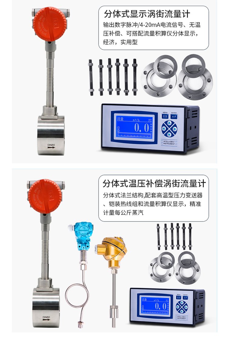 智能渦街流量計分體式選型圖